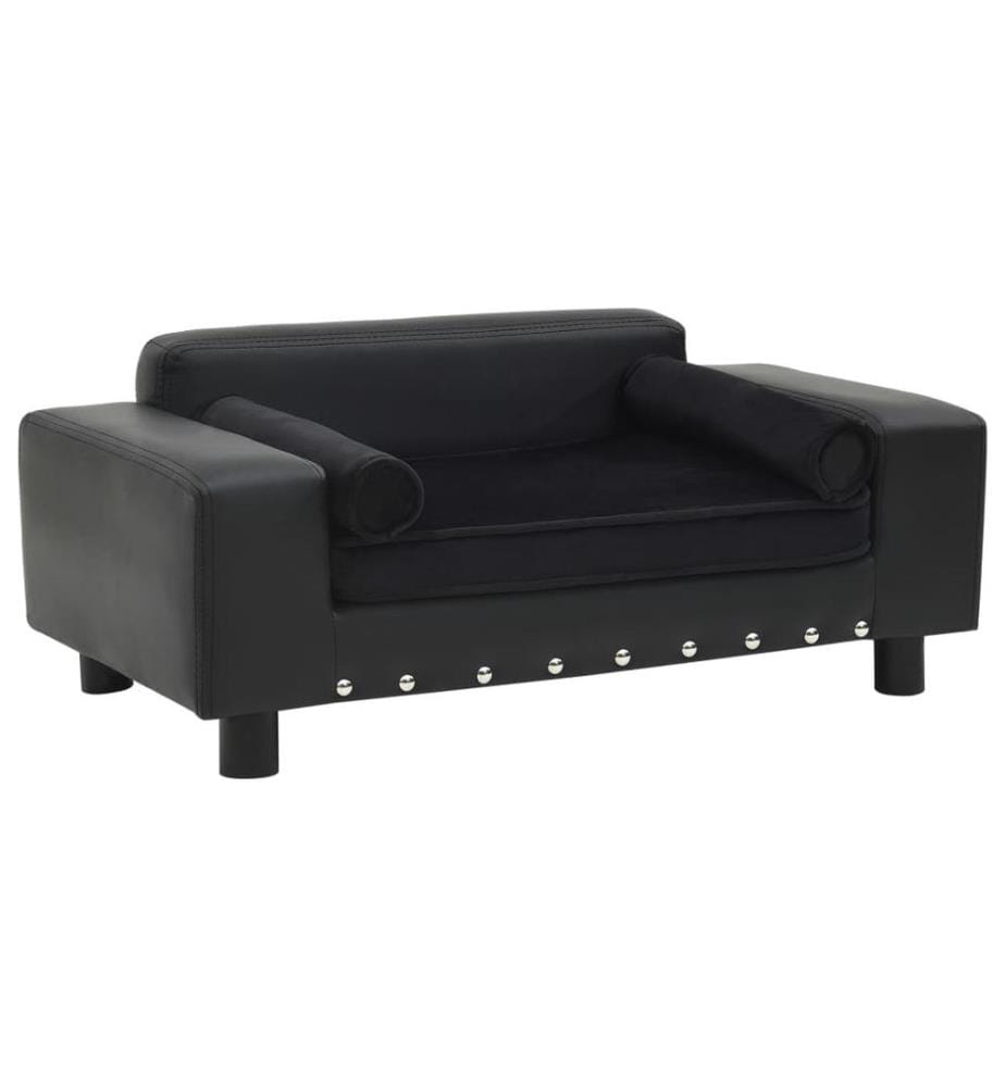 Hundesofa Schwarz 81x43x31 cm Plüsch und Kunstleder