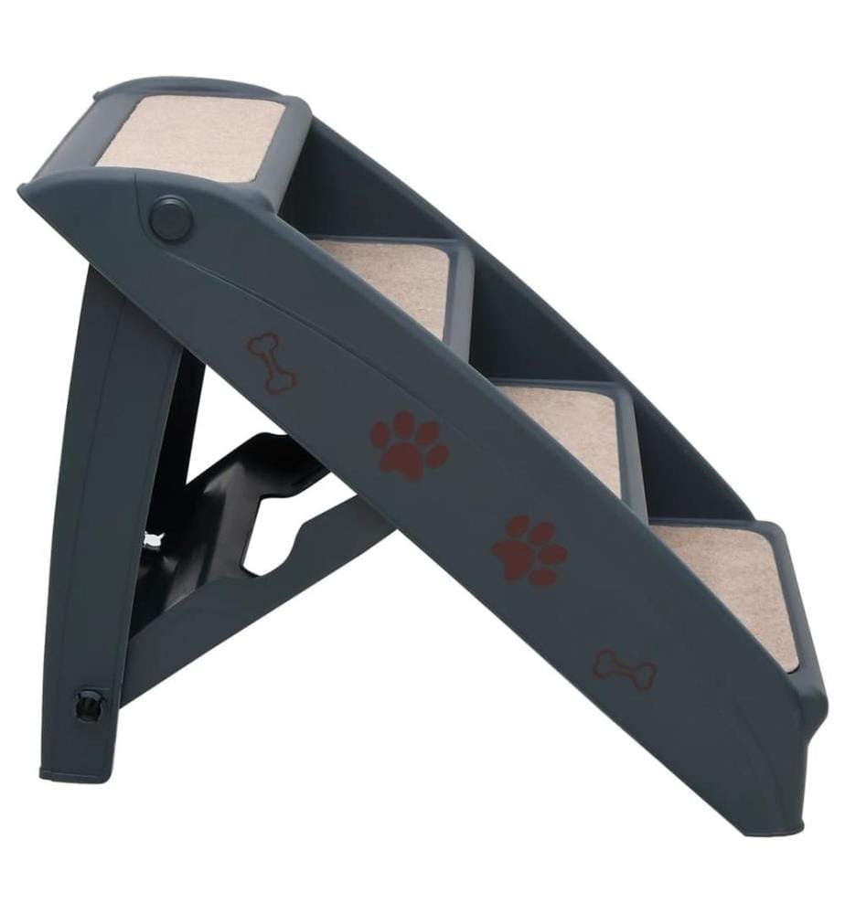 Hundetreppe mit 4 Stufen Klappbar Dunkelgrau