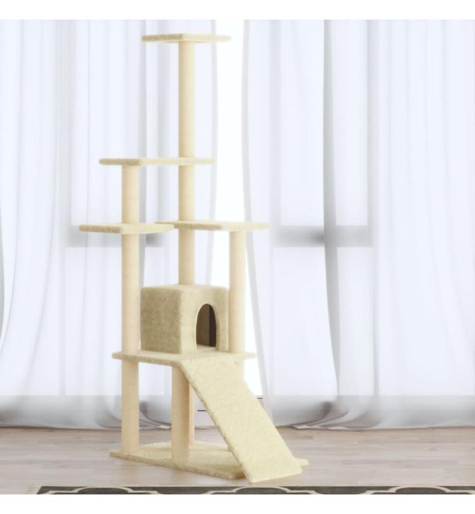 Kratzbaum mit Sisal-Kratzsäulen Creme 155 cm