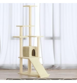 Kratzbaum mit Sisal-Kratzsäulen Creme 155 cm