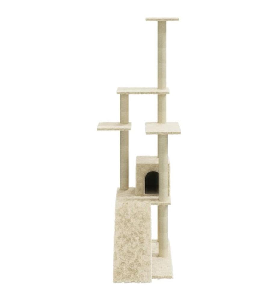 Kratzbaum mit Sisal-Kratzsäulen Creme 155 cm