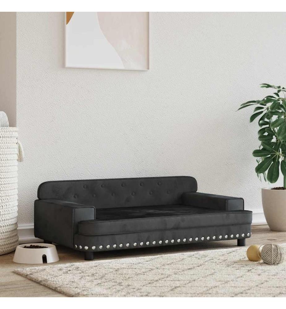 Hundebett Schwarz 90x53x30 cm Samt