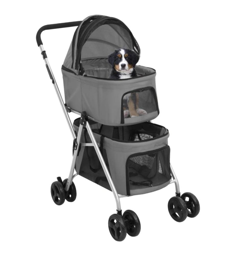 Hundewagen für 2 Hunde Faltbar Grau 83x48x97 cm Oxford-Gewebe