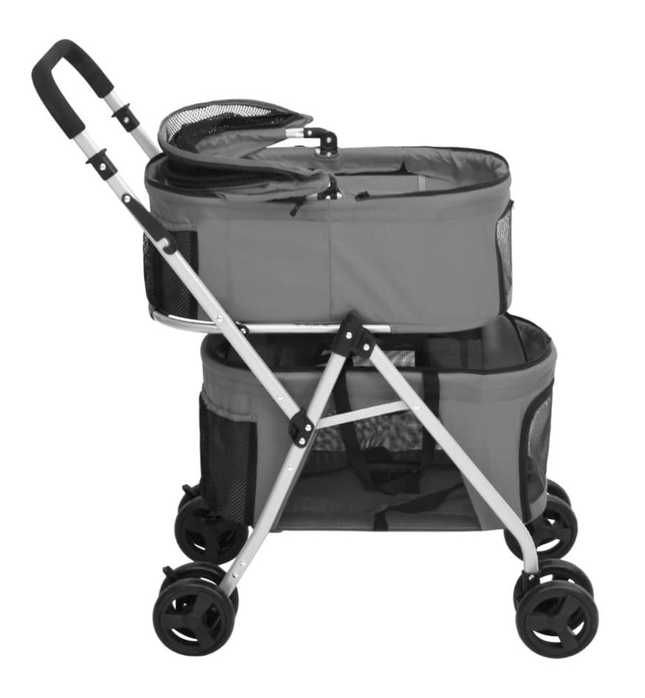 Hundewagen für 2 Hunde Faltbar Grau 83x48x97 cm Oxford-Gewebe
