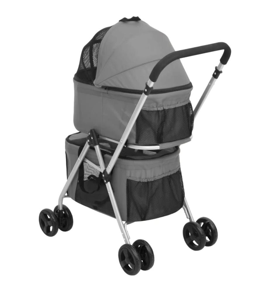 Hundewagen für 2 Hunde Faltbar Grau 83x48x97 cm Oxford-Gewebe