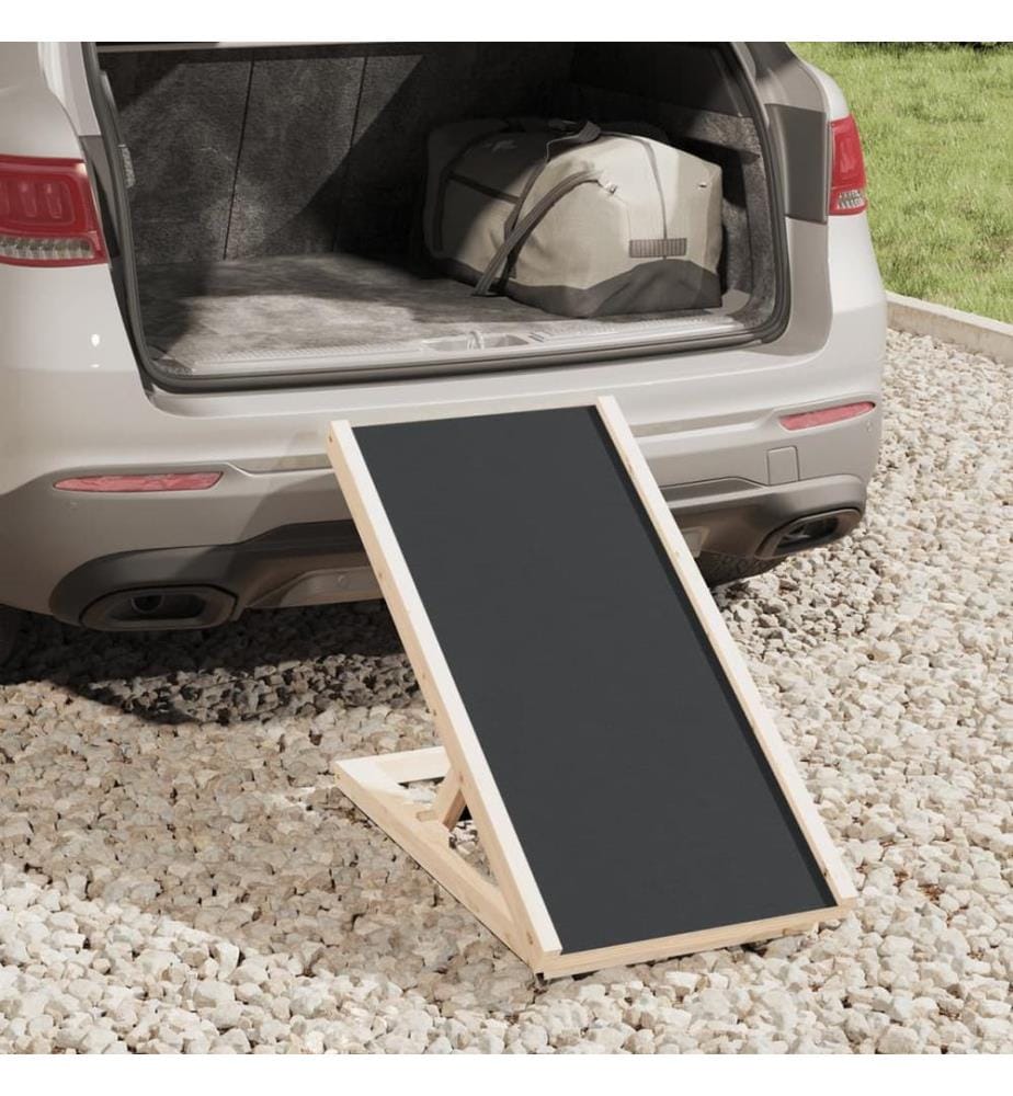 Hunderampe Grau 70x35 cm Massivholz Tanne