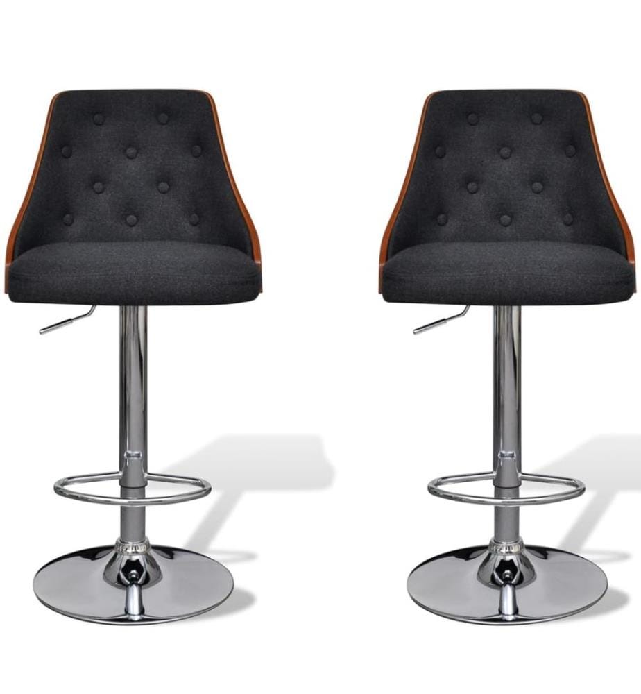 Tabourets de bar lot de 2 bois courbé et tissu
