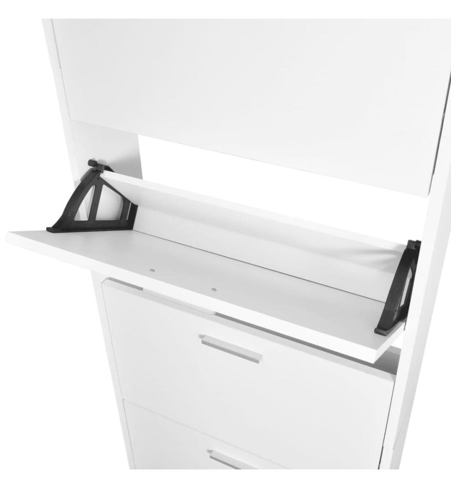 Schuhschrank mit 5 Schuhkippern Weiss Holz