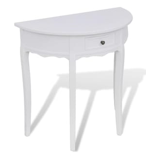 Konsolentisch mit Schublade Halbrund Weiss