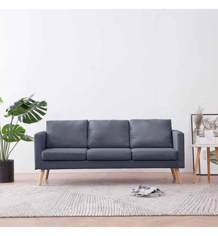 Canapé à 3 places Tissu Gris foncé