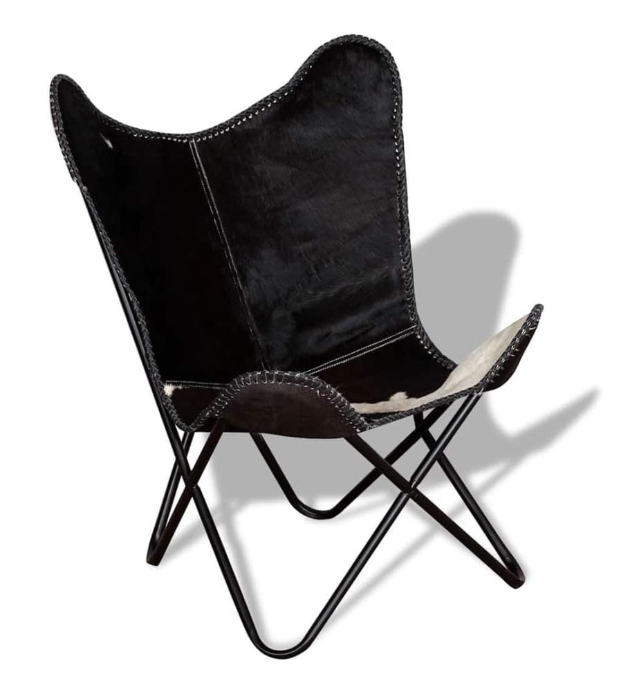 Chaise papillon noir et blanc cuir de vache