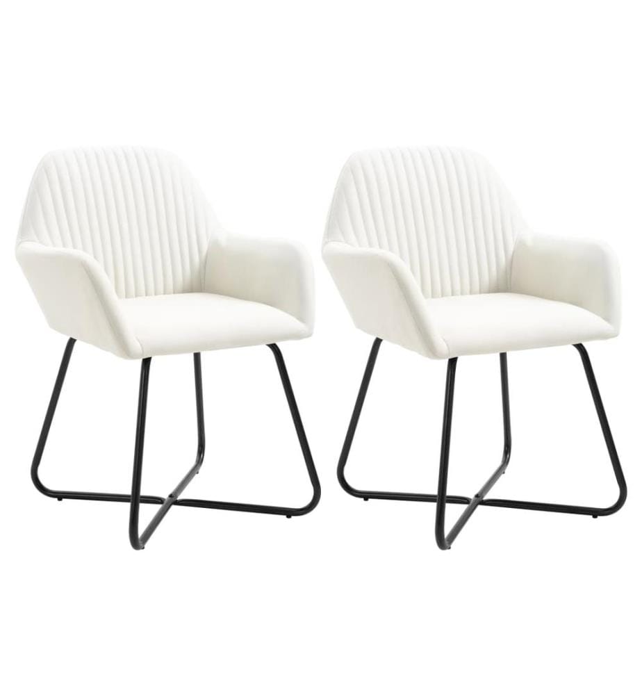 Chaises à manger lot de 2 crème tissu