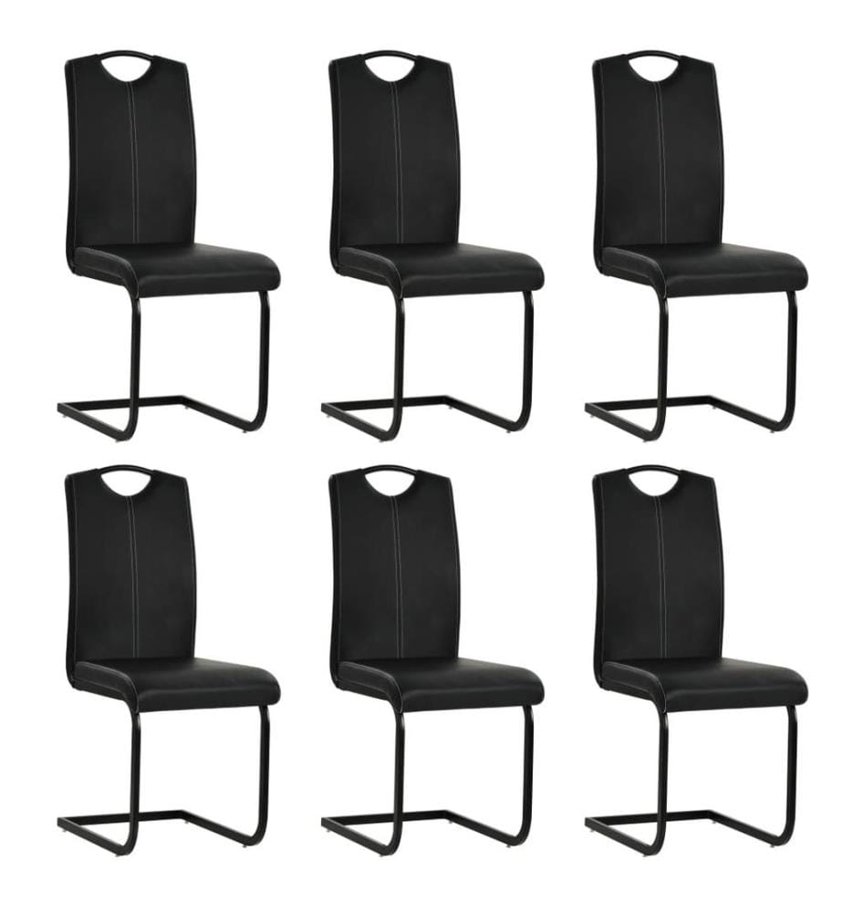 Freischwinger 6 Stk. Schwarz Kunstleder
