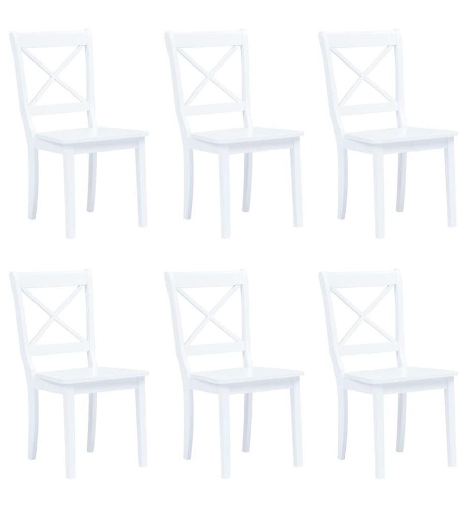 Chaises à manger lot de 6 blanc bois d'hévéa massif