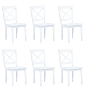 Chaises à manger lot de 6 blanc bois d'hévéa massif