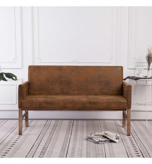 Sitzbank mit Armlehnen 140 cm Braun Wildleder-Optik