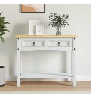 Konsolentisch Mexiko-Stil Kiefernholz Weiss 90x34,5x73 cm