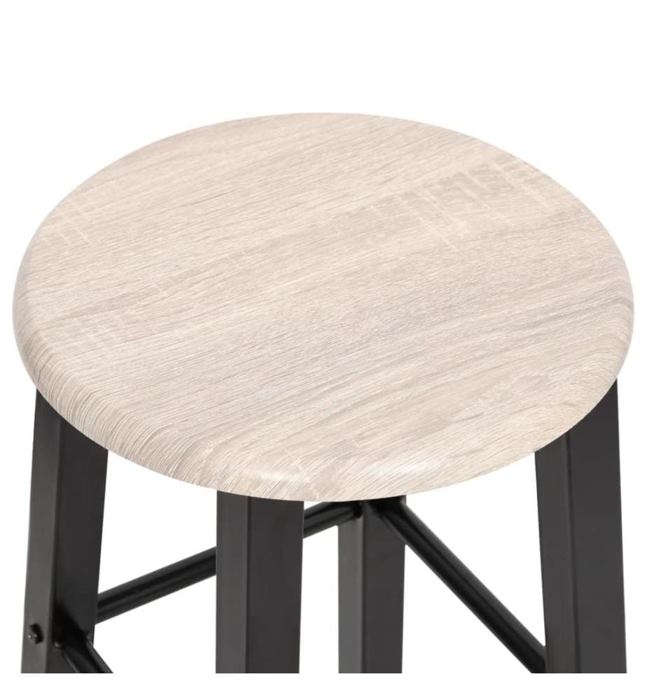 Tabourets de bar lot de 2 noir MDF