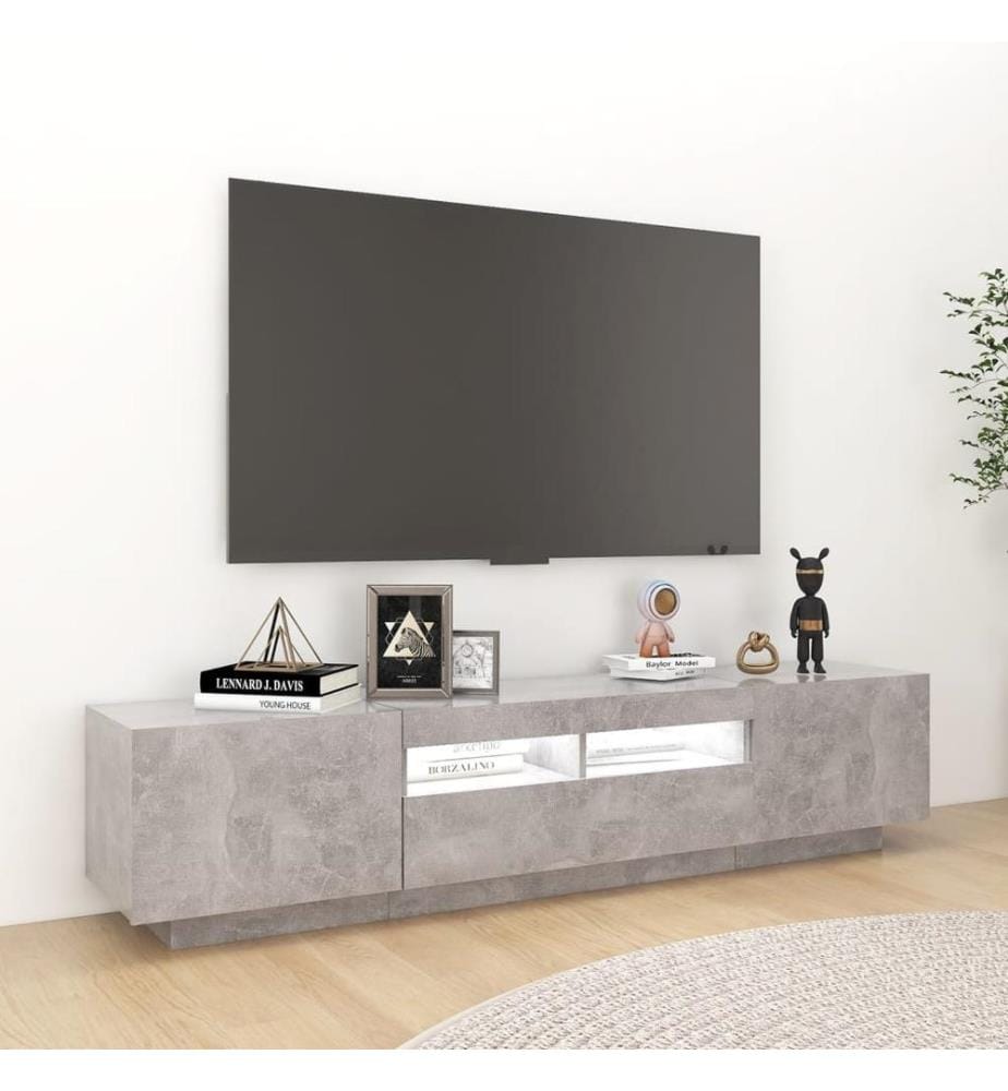 TV-Schrank mit LED-Leuchten Betongrau 180x35x40 cm