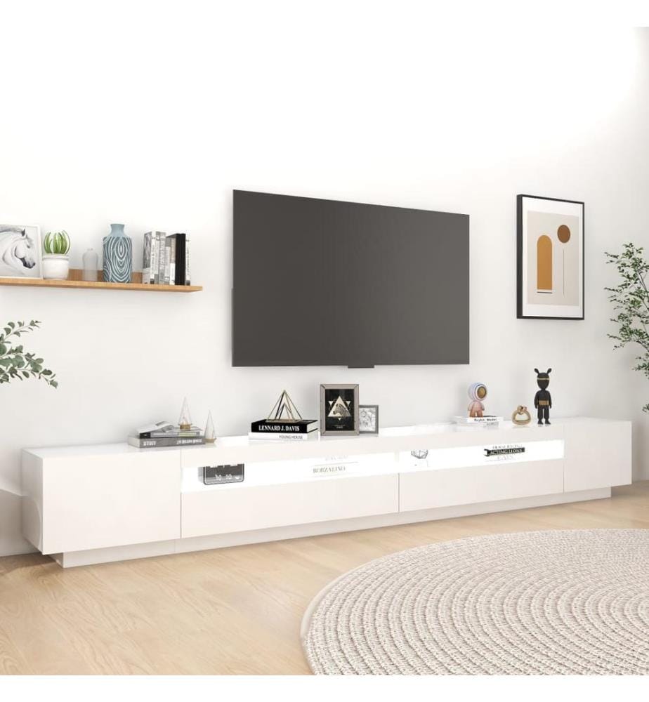 TV-Schrank mit LED-Leuchten Weiss 300x35x40 cm