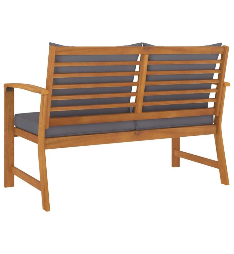 Gartenbank 120 cm mit Dunkelgrauen Kissen Massivholz Akazie