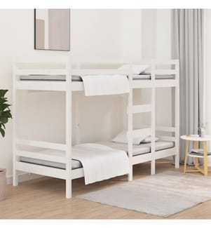 Lit superposé sans matelas blanc 80x200 cm bois de pin massif