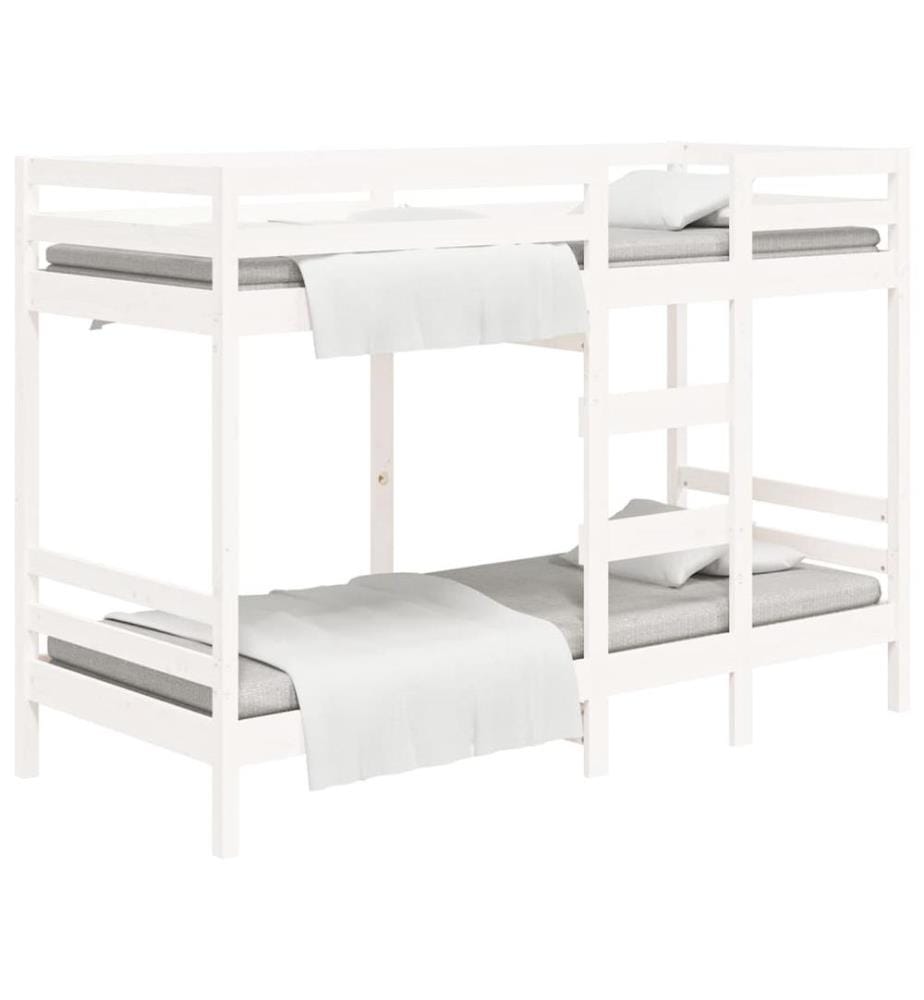 Lit superposé sans matelas blanc 80x200 cm bois de pin massif