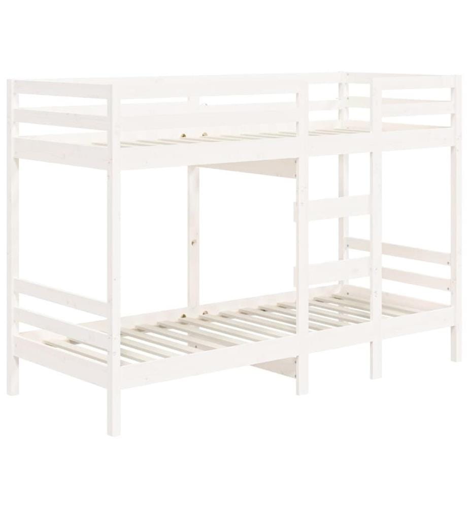 Lit superposé sans matelas blanc 80x200 cm bois de pin massif