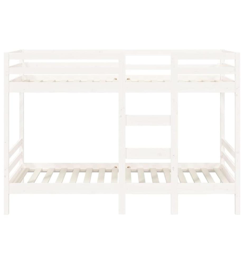 Lit superposé sans matelas blanc 80x200 cm bois de pin massif