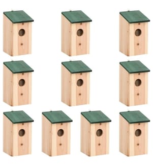 Vogelhäuser 10 Stk. Tanne Massivholz 12x12x22 cm