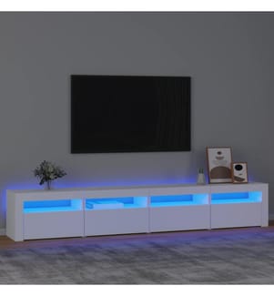 Meuble TV avec lumières LED Blanc 240x35x40 cm