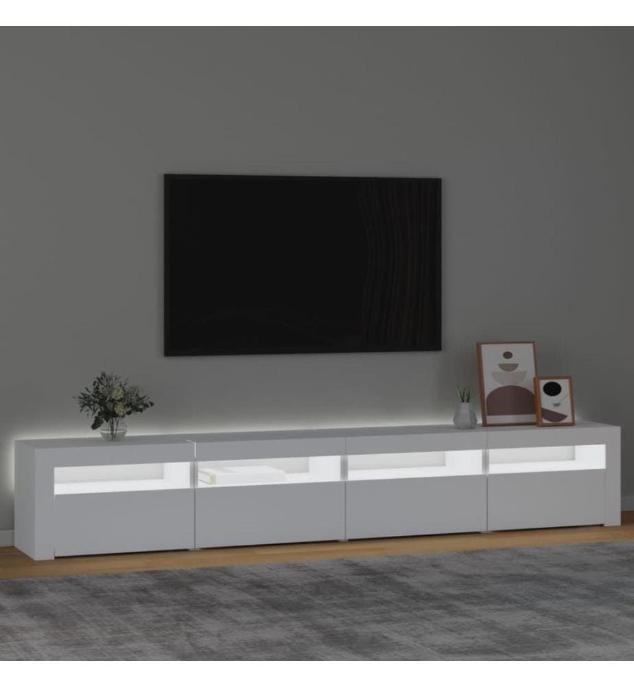 TV-Schrank mit LED-Leuchten Weiss 240x35x40 cm