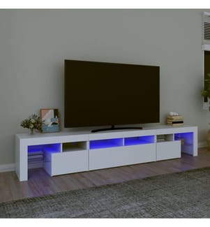 Meuble TV avec lumières LED Blanc 230x36,5x40 cm