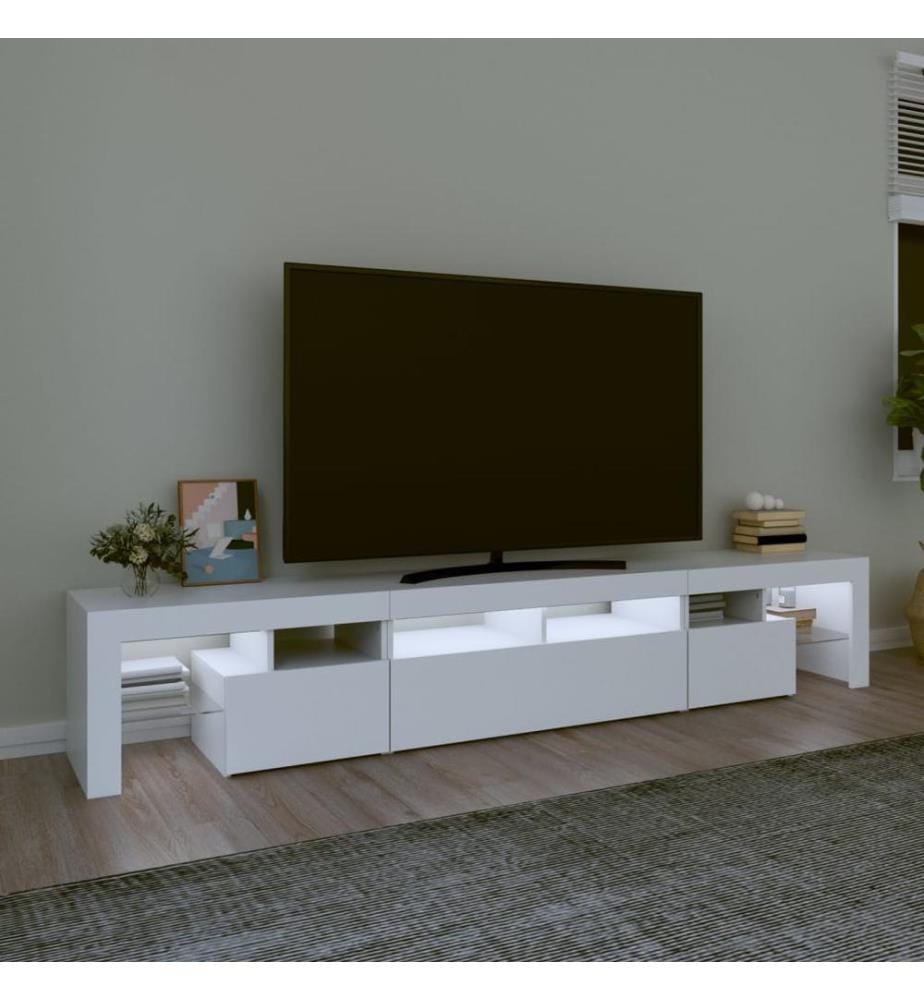 TV-Schrank mit LED-Leuchten Weiss 230x36,5x40 cm
