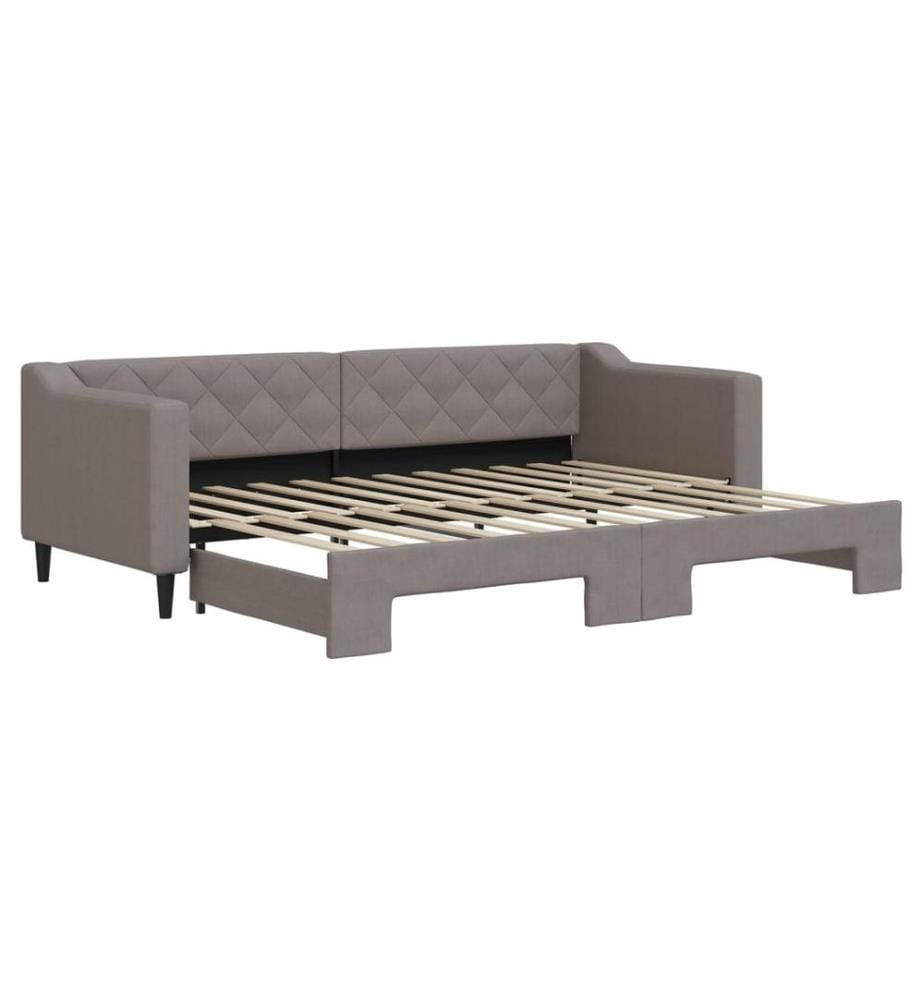 Lit de jour avec gigogne sans matelas taupe 80x200 cm