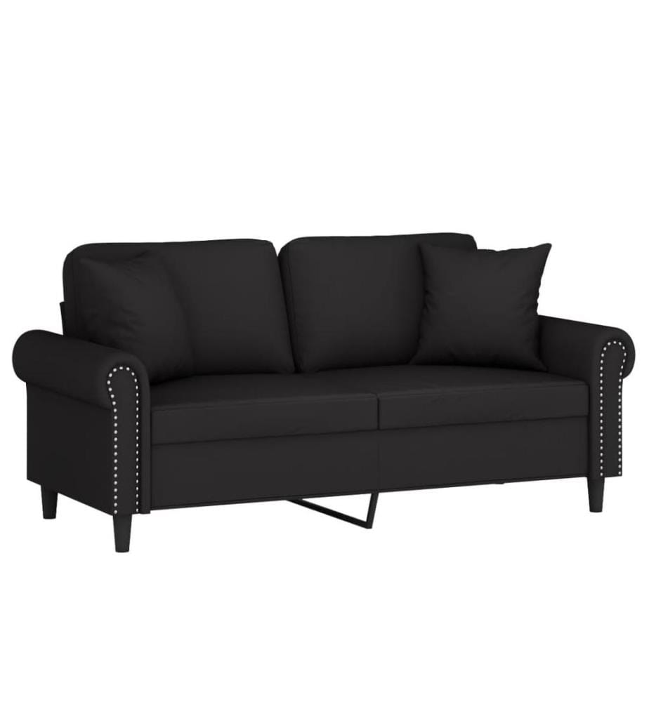 2-Sitzer-Sofa mit Zierkissen Schwarz 140 cm Samt