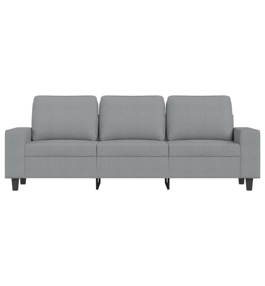 Canapé à 3 places avec repose-pieds Gris clair 180 cm Tissu