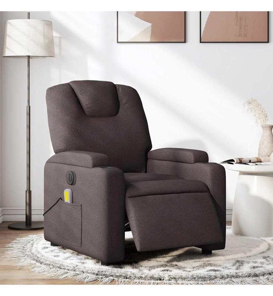Massagesessel Elektrisch Dunkelbraun Stoff