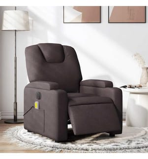 Fauteuil de massage inclinable électrique Marron foncé Tissu