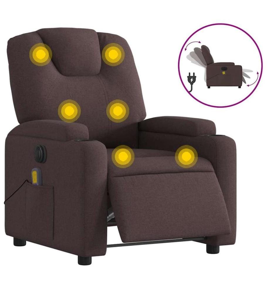 Massagesessel Elektrisch Dunkelbraun Stoff