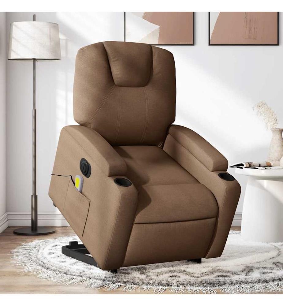 Fauteuil inclinable de massage électrique Marron Tissu