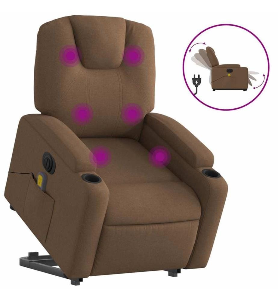 Fauteuil inclinable de massage électrique Marron Tissu