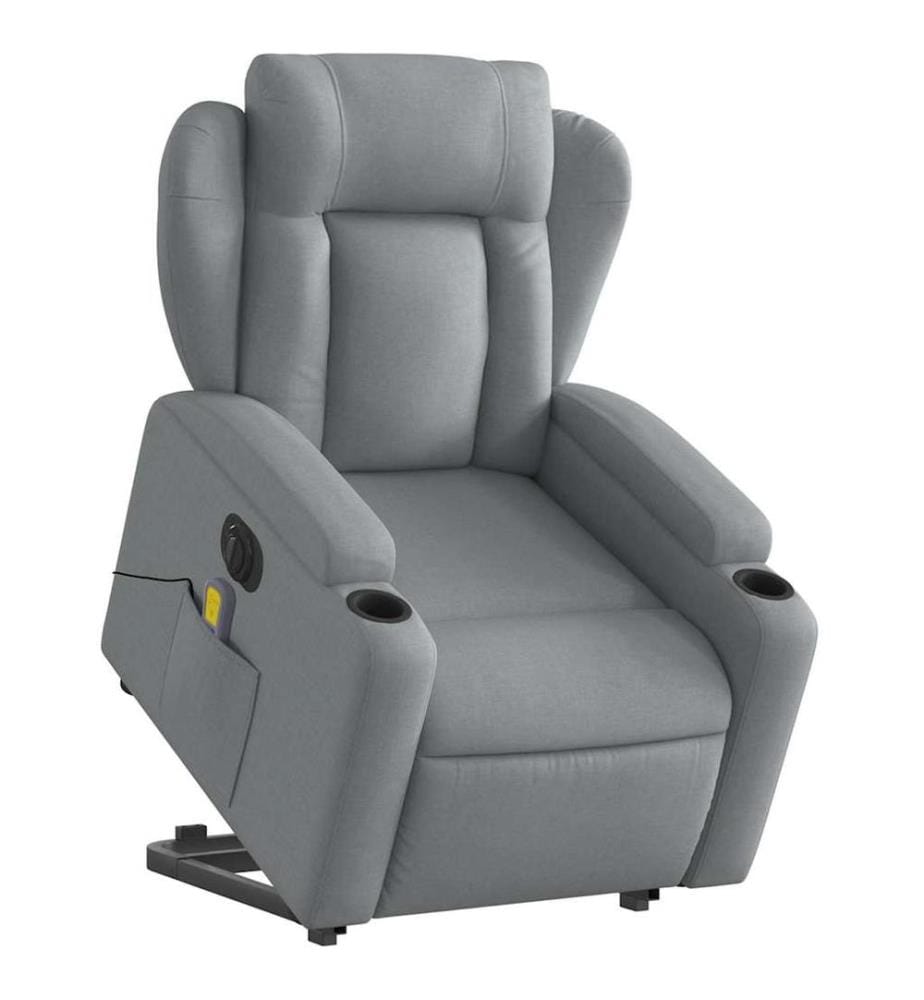 Fauteuil inclinable de massage électrique Gris clair Tissu