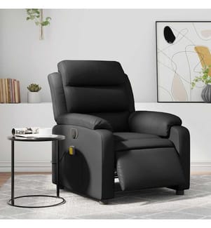 Fauteuil de massage inclinable électrique noir similicuir