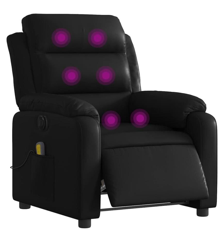 Fauteuil de massage inclinable électrique noir similicuir