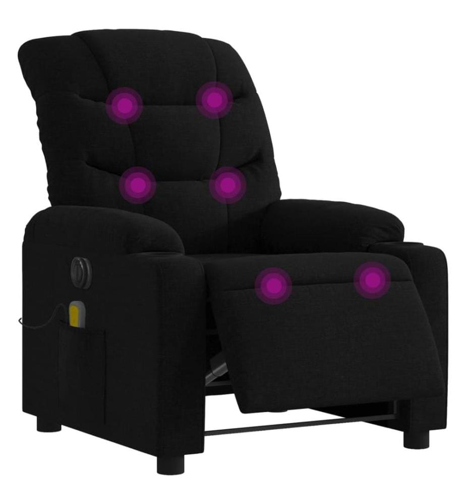 Fauteuil de massage inclinable électrique Noir Tissu