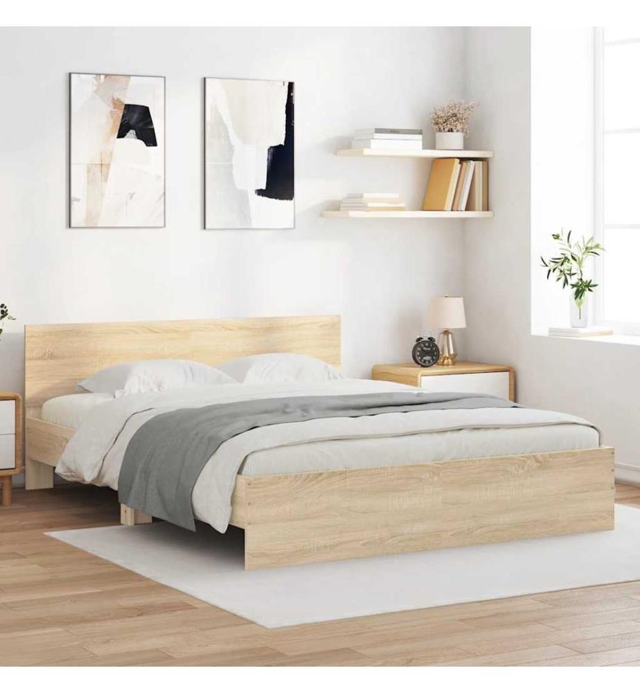 Cadre de lit sans matelas chêne sonoma 140x200 cm
