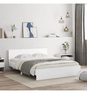Cadre de lit avec LED sans matelas blanc 160x200 cm