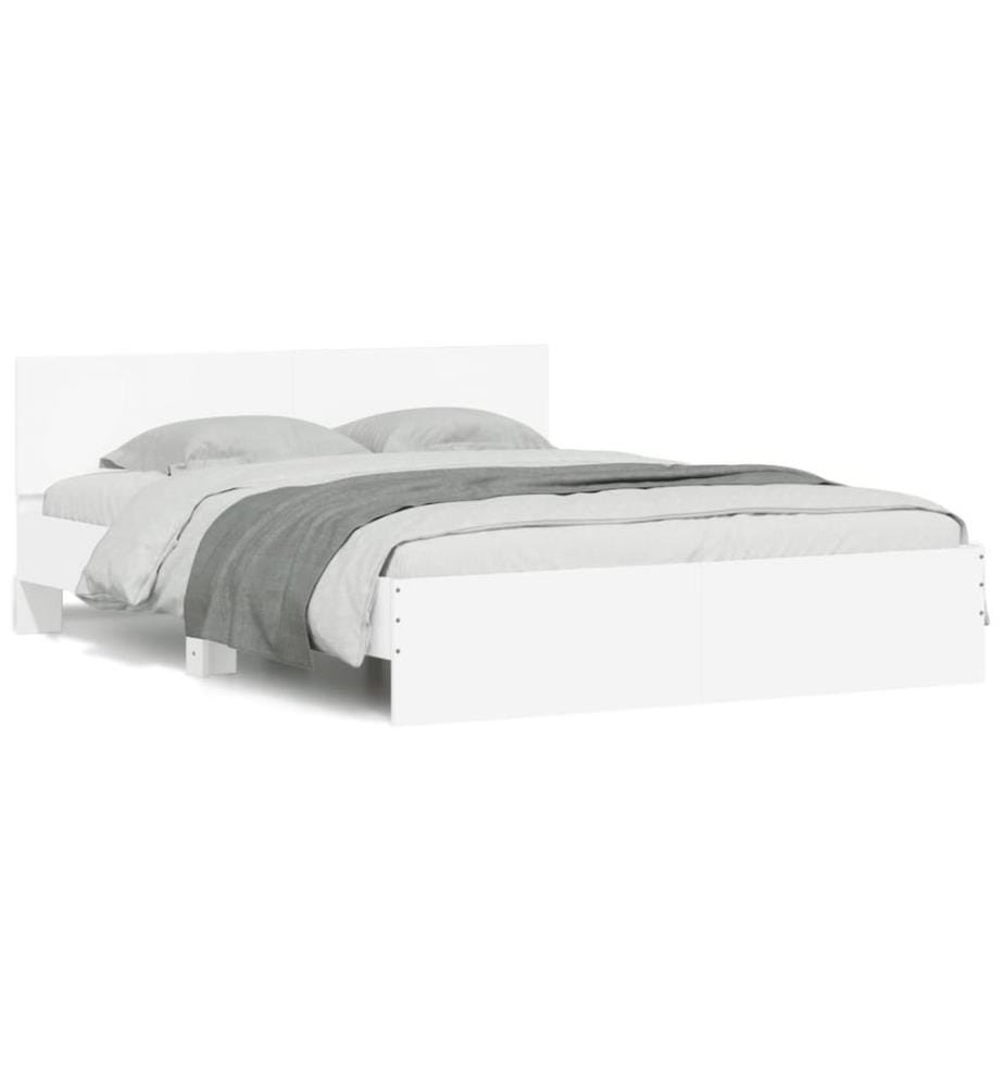 Cadre de lit avec LED sans matelas blanc 160x200 cm