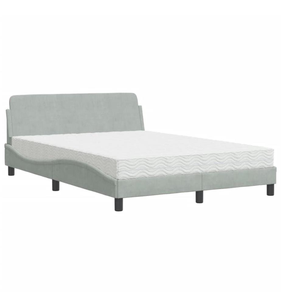 Lit avec matelas gris clair 120x200 cm velours